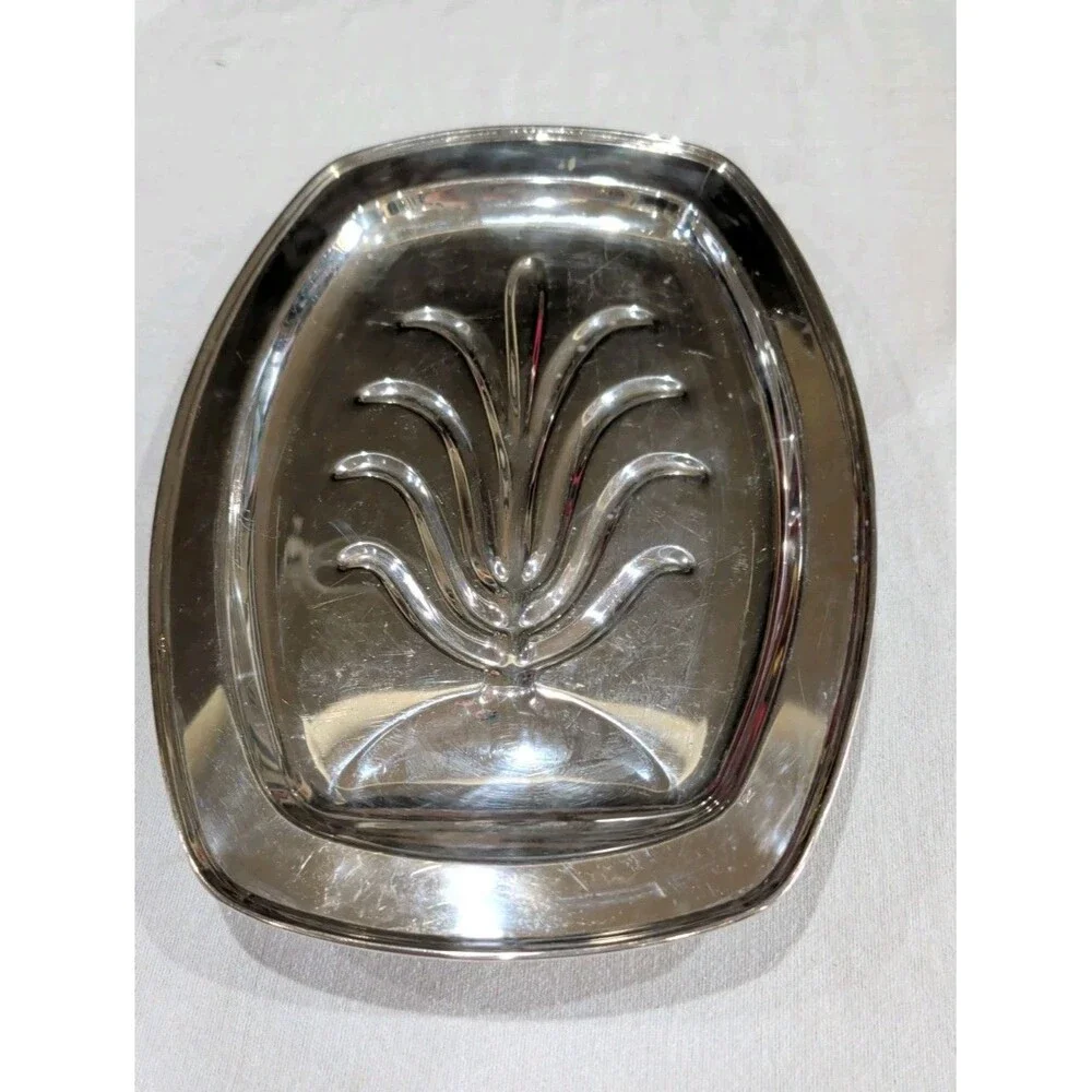 Vintage National Silver Plate Footed Serving Platter Tray Tree of Life 15”x11”